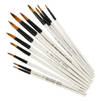 Paint Brush Set Round White(12 Pcs) Keep Smiling